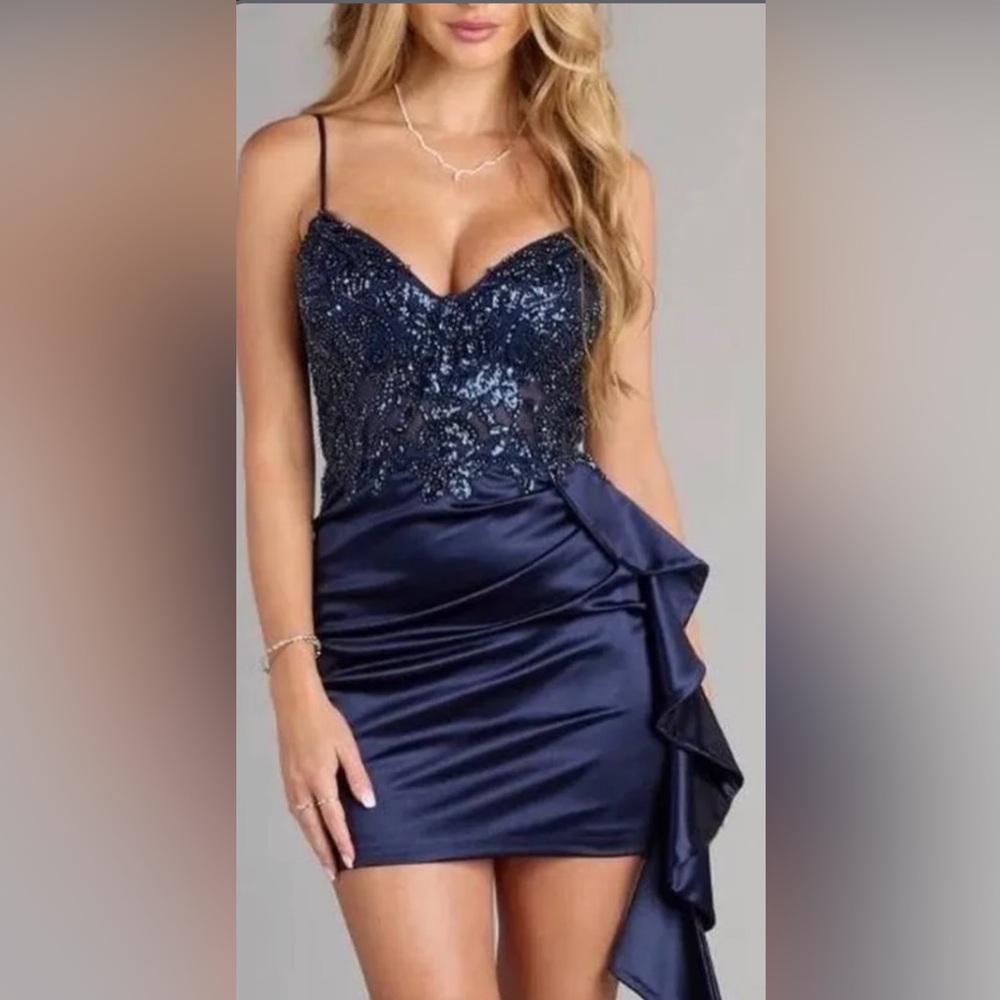 Windsor Navy Sequin Mini Dress